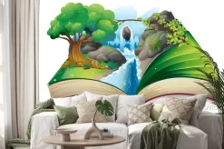 Naklejka: Otwarta książka z pejzażem