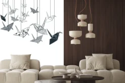 Naklejka: Paper cranes origami japanese chinese oriental vector ink style