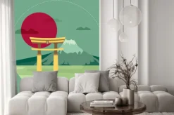 Naklejka: Płaska konstrukcja krajobraz japonii ilustracji wektorowych