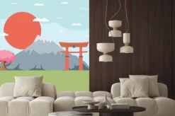 Naklejka: Płaska krajobraz japonii ilustracji wektorowych