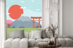 Naklejka: Płaska krajobraz japonii ilustracji wektorowych