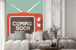 Naklejka: Płaska wkrótce vector retro tv title na ekranie