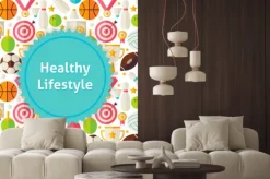 Naklejka: Płaski vector sport i fitness tło