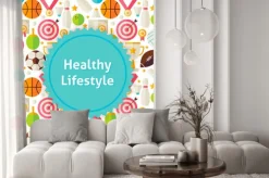 Naklejka: Płaski vector sport i fitness tło