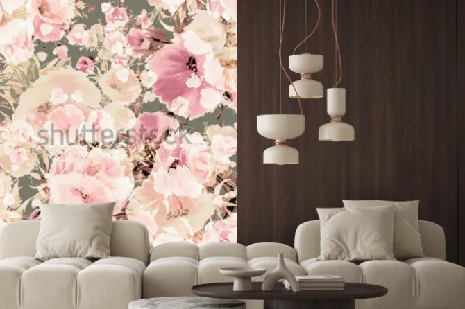 Naklejka: Pastelowe kwiaty w stylu retro