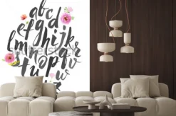 Naklejka: Pełny alfabet. ręcznie ułożony alfabet napisane za pomocą pędzla