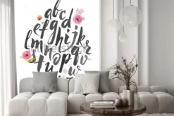 Naklejka: Pełny alfabet. ręcznie ułożony alfabet napisane za pomocą pędzla