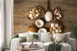 Naklejka: Peruwiańska cocadas, tradycyjny deser kokosowy sprzedawane zwykle