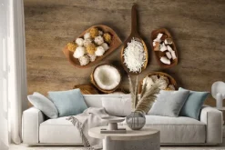 Naklejka: Peruwiańska cocadas, tradycyjny deser kokosowy sprzedawane zwykle