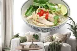 Naklejka: Pho ga, wietnamski ryż z kurczaka zupa z makaronem