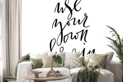 Naklejka: Phrase motivational quote writing use your own brain handwritten