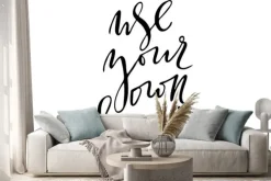 Naklejka: Phrase motivational quote writing use your own brain handwritten