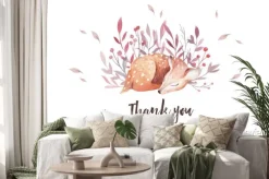 Naklejka: Śpiący jelonek i napis thank you