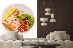 Naklejka: Pieczony łosoś i warzyw