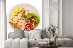 Naklejka: Pieczony łosoś i warzyw