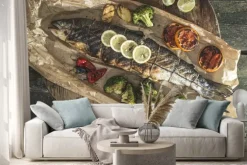 Naklejka: Pieczony łosoś i warzywa