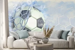 Naklejka: Piłka nożna w siatce bramki