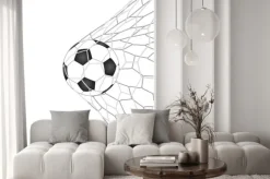 Naklejka: Piłka nożna wpadająca do bramki