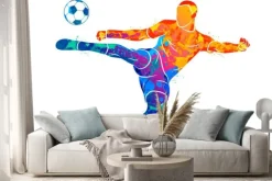 Naklejka: Piłkarz kopiący piłkę