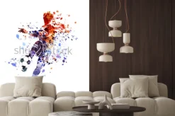 Naklejka: Piłkarz na abstrakcyjnym malunku