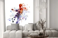 Naklejka: Piłkarz na abstrakcyjnym malunku