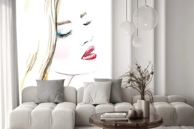 Naklejka: Piękna kobieta, portret. ręcznie malowane ilustracji mody