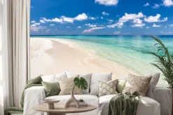 Naklejka: Piękna plaża ocean na malediwach