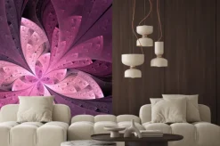 Naklejka: Piękne przekątnej fraktal kwiat lub motyla w witrażu