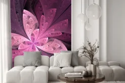 Naklejka: Piękne przekątnej fraktal kwiat lub motyla w witrażu