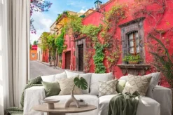 Naklejka: Piękne ulice i kolorowe fasady san miguel de allende w guanajuato,