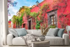 Naklejka: Piękne ulice i kolorowe fasady san miguel de allende w guanajuato,