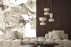 Naklejka: Piękne wektora tła z motyli w stylu vintage