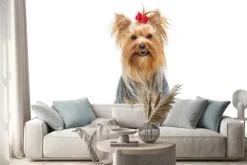 Naklejka: Piękne yorkshire terrier posiedzenia