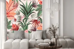 Naklejka: Piękny bezszwowe wektor kwiatów tropikalnych, liście dżungli,