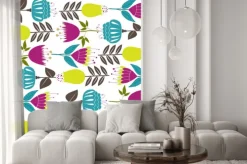 Naklejka: Piękny design wiosna z kwiatami. ilustracja wektorowa