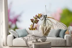 Naklejka: Piękny motyl na kwiatach bzu