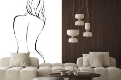 Naklejka: Piękny naga dziewczyna biesiadowania, widok z tyłu