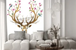 Naklejka: Piękny obraz z nicei akwarelą wyciągnąć rękę jelenia