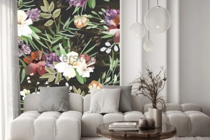 Naklejka: Piękny, vintage, ręcznie malowany olej teksturowane lasu, dzikie