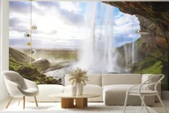 Naklejka: Piękny wodospad o zachodzie słońca