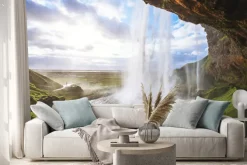 Naklejka: Piękny wodospad o zachodzie słońca