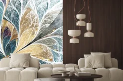 Naklejka: Piękny wzór kwiatowy w witrażowym stylu