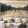 Naklejka: Piękny zimowy panorama rzeki amstel w amsterdamie, w holandii,