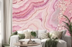 Naklejka: Pink mineral stone marble background