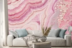 Naklejka: Pink mineral stone marble background