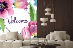 Naklejka: Pink tulips floral botanical flowers. watercolor background illustration