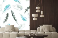 Naklejka: Pióra szwu. akwarela tle