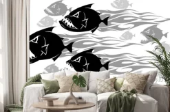 Naklejka: Piranha feeding frenzy