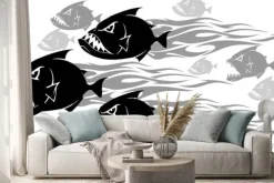 Naklejka: Piranha feeding frenzy