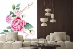 Naklejka: Piwonia w minimalistycznym bukiecie